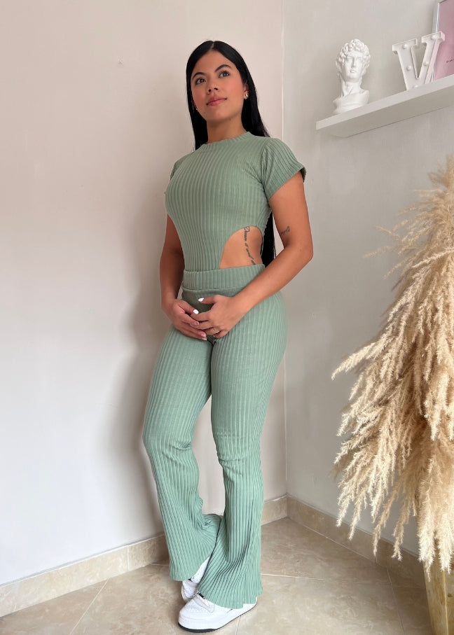 Conjunto Body Rib - Verde